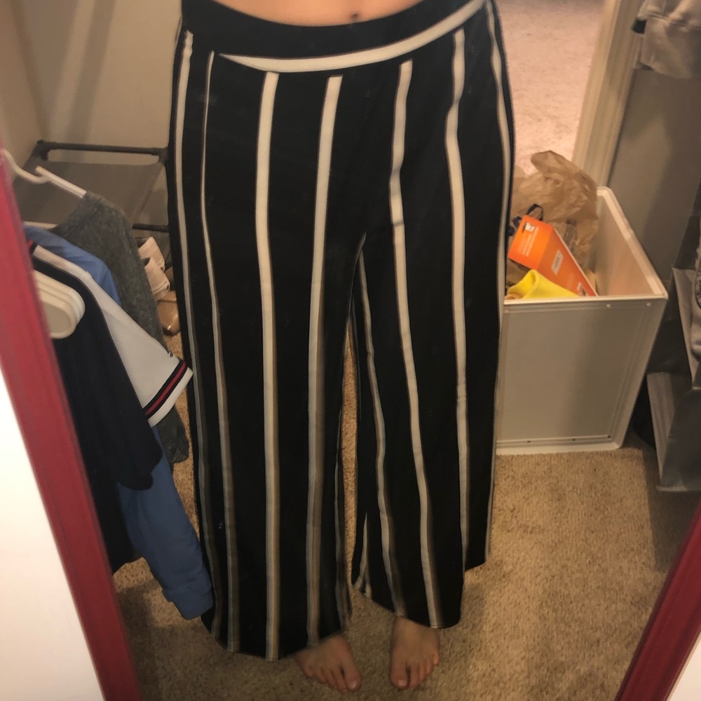 Black and white fancy flair pants